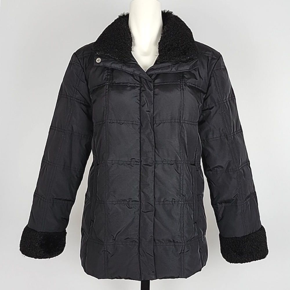 Centigrade Women's Quilted Puffer Coat 80/20 Down Fill Black Large